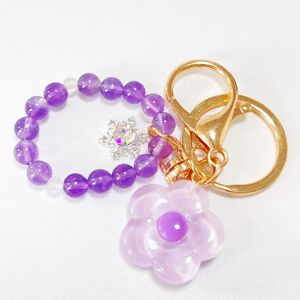 พวงกุญแจลูกปัดอเมทิสต์สีม่วงดีไซน์หรูหราขายส่ง - Product Image 6