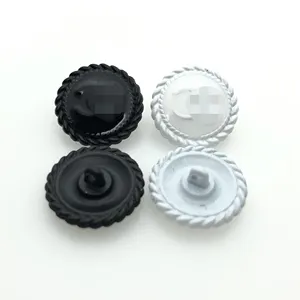Diseño clásico blanco negro marca en relieve logotipo personalizado botones coser botón de metal para ropa