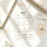 Séparateur de calendrier A5/A6 2027 en acrylique, 6 anneaux, pour classeur à feuilles mobiles, carnet de budget, planificateur, insert de rechargement transparent
