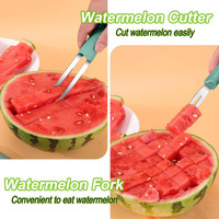 3-In-1 Watermeloensnijder Snijvork, Draagbaar Fruitsnijmes En Watermeloensnijder