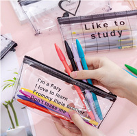 Sac à crayons Transparent en PVC, pochette à fermeture éclair, étui à stylos de rangement en plastique étanche