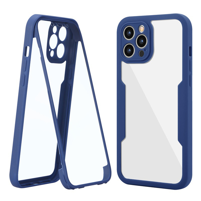 360 Double Side All Inclusive protection Transparent Back Cover Wholesale Tpu Pc Hybrid Cellphone case for Iphone 12 13