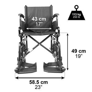 Sedia a Rotelle Leggera e Pieghevole per Anziani (Larghezza Seduta 43 cm), PEPE P10026 Sedie a Rotelle per Anziani - Product Image 1