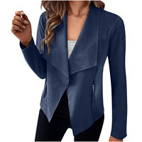 Mode col rabattu couleur unie Chamois cuir femmes veste manteau court printemps automne veste