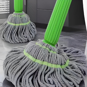 Mop Piatto Auto-Svuotante con Palo in Acciaio e Filato Misto, Strumento per la Pulizia Domestica Senza Mani per Lavaggio Pavimenti - Product Image 1