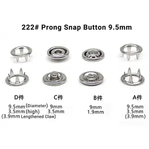 Customized Metal Prong Ring Snaps Press 5 Claw Button For Baby Clothes