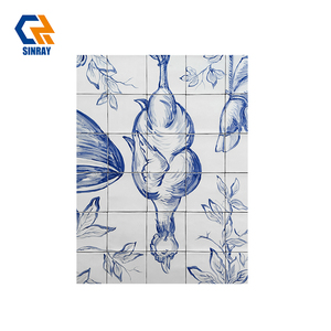 Carreaux muraux intérieurs en porcelaine bleue peints à la main, style portugais moderne, 123x123 mm, fonction brique réfractaire, pour salle de bain et villa - Product Image 3
