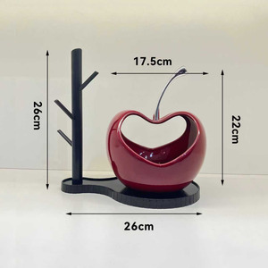 고급 모던 세라믹 과일 접시 사과 장식품 현관 데스크 거실 세라믹 과일 바구니 - Product Image 6