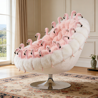 Fauteuil en peluche flamant rose, canapé en forme d'animal de luxe, fauteuil moderne et unique pour salon et chambre à coucher