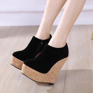 2024 European and American Style Simple Slope Heel Comfortable High Top <b>Shoes</b> - Product Image 3