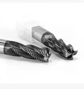 HRC66 4-slot roughing end mill alat karbida padat pengasah pemotong untuk baja dilapisi nano hitam 4 6 8 10 12mm