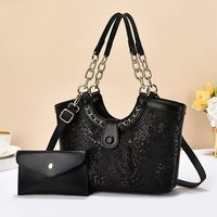 Sac à main élégant et durable pour femme, sac à bandoulière avec chaîne, petit sac à main, motif écailles de poisson brillant, longue sangle, sac bandoulière grande capacité
