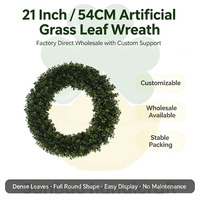 Couronne artificielle de feuilles de melon 54 cm, anneau de verdure artificielle pour décoration de mariage, fête à domicile, décoration murale ou à suspendre à la porte