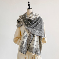 Nouvelles Écharpes Chaudes d'Hiver 185*65CM Double Face à Motif Floral Musulman en Pashmina pour Femmes