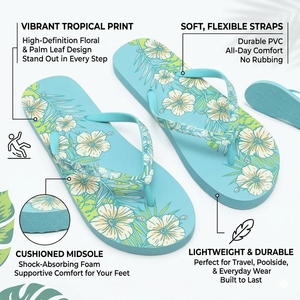 Infradito estivo personalizzato da spiaggia per <span class=keywords><strong>donna</strong></span> pantofola <span class=keywords><strong>con</strong></span> plateau a punta quadrata <span class=keywords><strong>con</strong></span> stampa floreale Logo leggero personalizzabile - Product Image 1