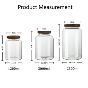 Stoples rempah dapur kaca borosilikat tahan panas, kedap udara, modern, tiupan tangan, dengan tutup kayu akasia untuk hadiah - Product Image 5