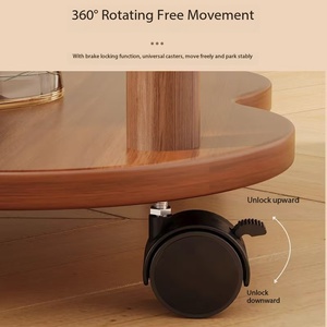 Mesa Auxiliar de Madera con Forma de Flor <span class=keywords><strong>y</strong></span> Ruedas, Mesa Auxiliar Móvil de 2 Niveles para Sala de Estar, Dormitorio, Espacios Pequeños, Mesa Auxiliar <span class=keywords><strong>Estrecha</strong></span> para Sofá - Product Image 5