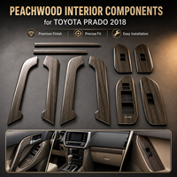 Kit de garnitures intérieures en grain de bois de pêche pour SUV, moulures pour accoudoirs de portes et console centrale, ajustement parfait pour Toyota Prado 2018-2021