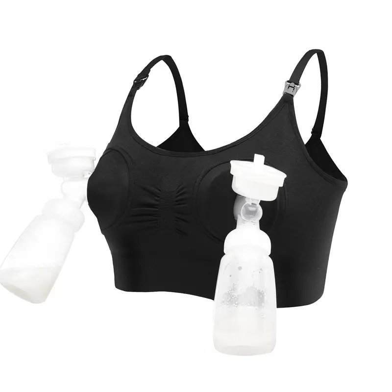 Hands-Free Breast Pump Bra Plus Size Front Open Wireless Seamless Postpartum Nursing Pregnant Breast Feeding Bras Maternity