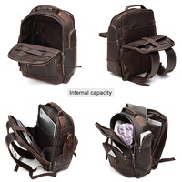 Sac à dos vintage en cuir véritable pour hommes, sac à dos pour ordinateur portable 15,6 pouces, sac à dos de voyage et de camping 24L