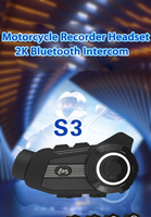 Nouveau Casque Intercom Moto Étanche IP67 Compatible Yamaha avec WiFi 5.0 pour Caméra 2K et Caméra de Tableau de Bord S3 pour 3 Motards