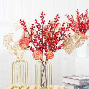 Fruits de la fortune artificiels, baies rouges, 30cm-100cm, en mousse plastique, faits à la main, décoration intérieure, accessoires de mariage - Product Image 5