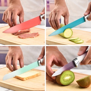 Colorful Stainless Steel Kitchen Knife Chef Knife Set Peeler Kitchen Accessories Knife Se with <b>Acrylic</b> Knife <b>Block</b> - Product Image 3