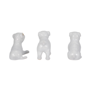 Statuette di Bulldog, Scultura Moderna in Ceramica Bianca con Baffo Dorato, Decorazione per Casa, Soggiorno, Mensola, Tavolino, Ufficio - Product Image 4