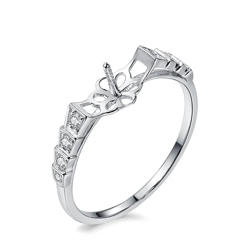 White Austrian Crystal Engagement Infinity 18K gold Cut Diamond Wedding ring mounting For Women