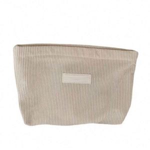 Eco Friendly New Custom Logo Travel Portable Corduroy Toiletry Makeup Pouch Zipper Cosmetic Storage <b>Bag</b> Make up <b>Bags</b> - Product Image 1