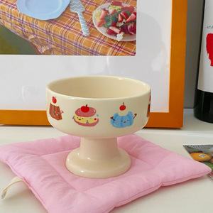 Tigela De Sorvete Vintage Creme Sobremesa Copo de cerâmica de pernas altas Criativo <span class=keywords><strong>Cute</strong></span> Cartoon Puppy Caneca para Sobremesas Infantis - Product Image 5