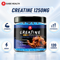Gummies de créatine en gros pour OEM – Croissance musculaire, force, supplément énergétique pré-entraînement, créatine monohydrate 1250mg à croquer