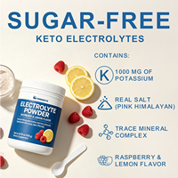 Poudre d'électrolytes saveur framboise et citron, reconstituant en électrolytes et oligo-éléments, compatible Keto