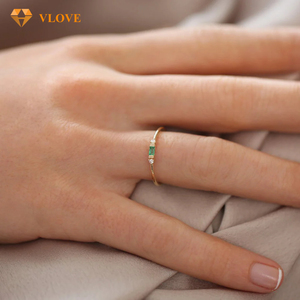 Anillo de Esmeralda para Mujer, Oro Blanco Sólido de 14k, Montura para Esmeralda, Anillo de Boda de Esmeralda para Él y Ella, Juego de Anillos para Parejas - Product Image 2