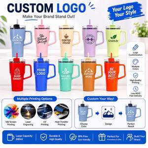 Custom Logo Single Wall Plastic Tumbler With Handle and <b>Straw</b> BPA Free <b>Reusable</b> Travel Mug for Coffee Water Gifts Bulk Wholesale - Product Image 5