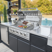 Îlot BBQ tout-en-un sur mesure en acier inoxydable SUS304, étanche, avec conception 3D gratuite en 48h, garantie 50 ans, moderne et modulaire pour l'extérieur