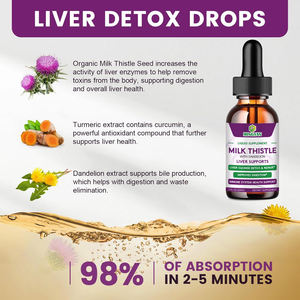 심황 & 민들레가 포함된 유기농 우유 엉겅퀴 액체 방울, 간 정화 해독 및 소화 지원 보조제 - Product Image 3