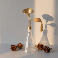 Nouveau produit phare : Flacon diffuseur de parfum testeur de 80 ml en verre, avec embout en laiton en forme de fleur et pompe à pompon doré
