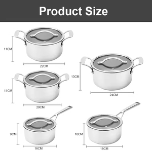 Casserole GETWICK en titane pur, acier inoxydable triple couche, antiadhésive, compatible induction, couvercle en verre trempé, design européen - Product Image 2