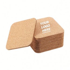 Sous-verres en liège personnalisés avec logo - Sous-verres ronds et carrés résistants à la chaleur pour céramiques, vaisselle minimaliste - Product Image 1