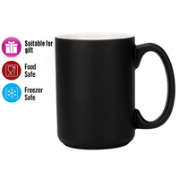 Logo personnalisé 15 oz couleur changeante tasse café en céramique tasses magiques cadeau changement de couleur noir 15 oz sublimation tasses à café avec poignée