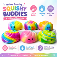 Jouet anti-stress en forme de boulette dégradé arc-en-ciel à rebond lent pour enfants et adultes