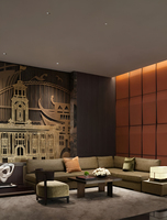 Ensemble de canapés haut de gamme pour espaces publics d'hôtels et appartements modernes, canapé d'angle en tissu de luxe léger italien, table basse durable et personnalisable