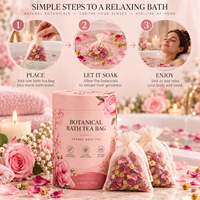 Teh Mandi Herbal Alami Berlabel Pribadi OEM, Kantong Teh Mandi Bunga Mawar Lavender Chamomile untuk Spa di Rumah