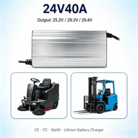 Pengisi Daya Baterai Lifepo4 Pintar 24V40A dengan Proteksi Hubung Singkat, Pengisi Daya Lithium 25.2V29.2V29.4V untuk Truk Pallet, AGV, Robot