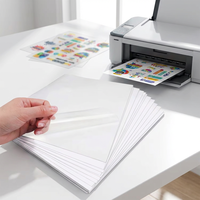 Papel Adhesivo Transparente Imprimible A4, Vinilo Autoadhesivo PET, Papel Adhesivo Transparente A4 Resistente al Agua para Impresora de Inyección de Tinta