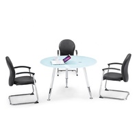 Table basse en verre trempé avec pieds en métal, bureau de réception moderne, produit d'usine, vente en gros