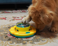 Jouet distributeur de friandises interactif pour chien et chat, à levier, double niveau, entraînement IQ, grande capacité, anti-déversement, alimentation lente