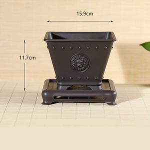 Pots de bonsaï en <span class=keywords><strong>plastique</strong></span> carrés traditionnels au design unique de 15.9cm pour cactus et arbre succulents avec motif de lion sur la surface - Product Image 6