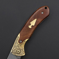Couteau de poche Meiji Damas avec manche en bois, prix d'usine, pour camping en extérieur, couteau de poche DIY, personnalisable, support OEM